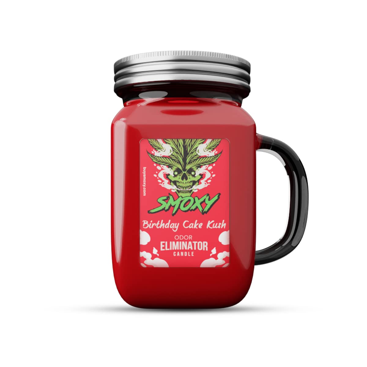 Smoxy Smoke Odor Eliminator Candle - Scented Candle for Home - Indoor Space Deodorizer & Air Freshener with Fragrance Pet Smell - Natural Palm Wax - Glass Mason Jar, 13oz. (Birthday Cake Kush)