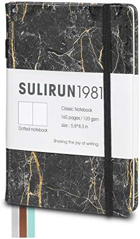 Journal Notebook,Classic A5 PU Faux Leather Cover, Thick Paper With Inner Pocket,Suitable For School Office Supplies,5.8 X 8.3 Inches,160 Pages (Matte Black, Dotted)
