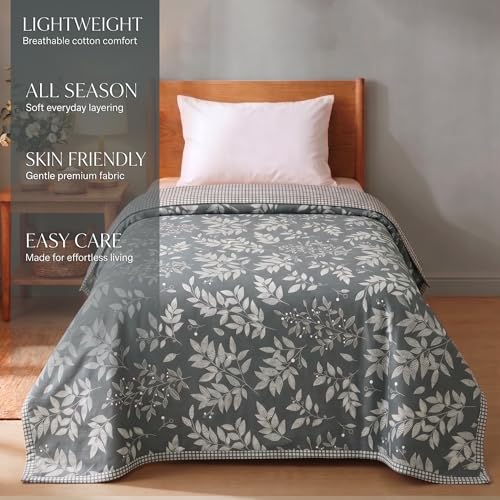 Image of BSB HOME 280 GSM Reversible Dohar for Single Bed, Ultra Soft Microfiber AC Blanket, Lightweight All Season Blanket, Breathable, Skin Friendly, 60 x 88 Inches (152 x 224 cm) - Slate Grey