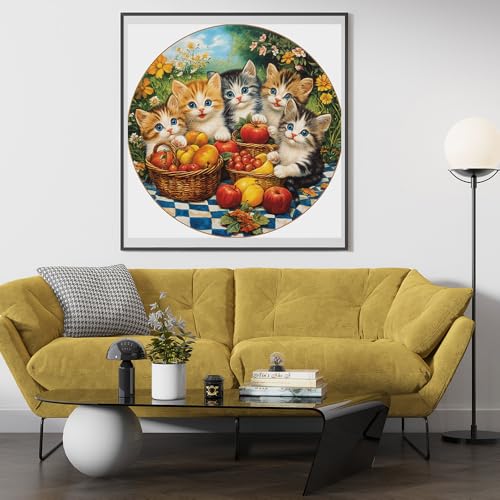 Image of Moohue Stamped Cross Stitch Kits for Adults Animals Cats and Fruit 14CT Pre Printed Cross Stitch Kits for Beginners (Animals Cats and Fruit)