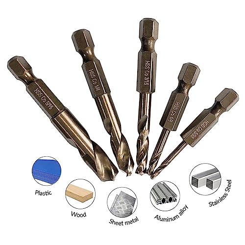 Sknrlko 6 PCS Drill Bit Set High Speed Steel As Shown for Stainless Steel & Hard Metals for Quick Chucks & Impact Drivers - Image 2
