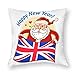 Fundas de cojín, 1 fundas de almohada decorativas de Papá Noel y bandera del Reino Unido, 22 x 22 pulgadas