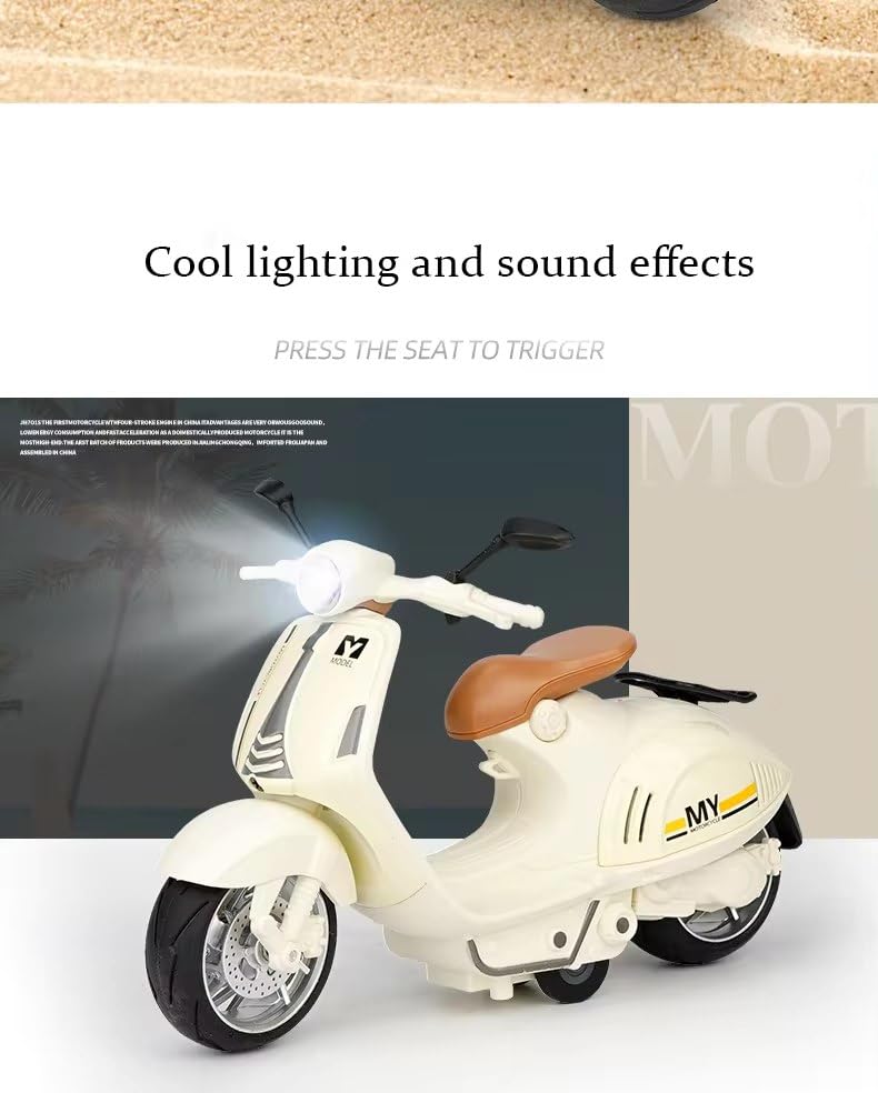 Image of FEXXA Police Motorcycle Toy - Pull Back Motorcycle Toys, Tiny Gift with Music Lighting, Latte Motorcycles Toy for Kids Boys Age 3-8 Year Old [Multicolor] (Little Bike-White)