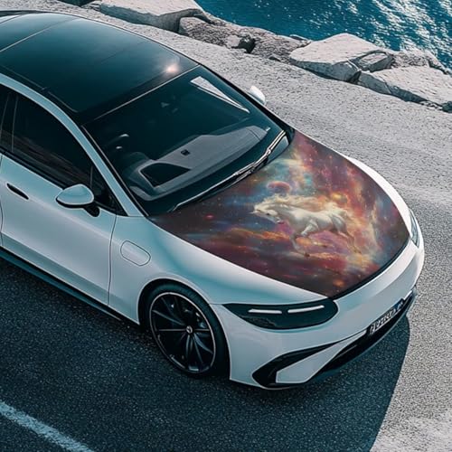 Image of Car Hood Cover Protector Horse Galaxy All-Season Protection for Cars Decor Waterproof Sunproof Car Hood Flag for Most Sedans SUV Trucks Pickup