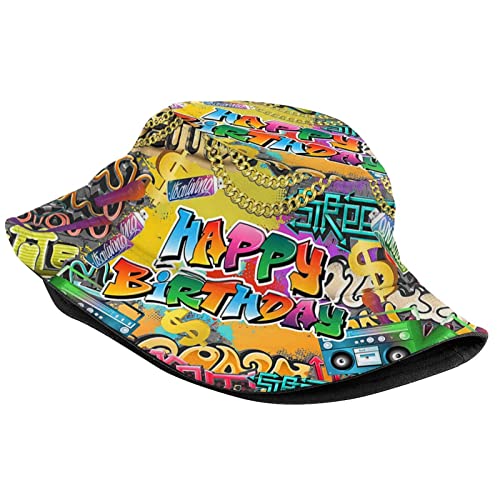 Graffiti Birthday 80S 90S Bucket Hat Packable Fishing Sun Cap Summer Fisherman Hats For Women Men #TOP1