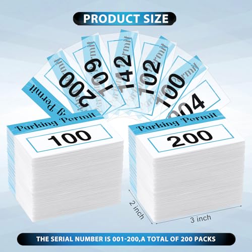 Image of Clabby 100 Pcs 2x3 Inch Parking Permit Stickers Static Window Stickers with Front Adhesive, Car Windshield Decals Numbered 001-100