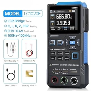 Durashmall LC1020E Digital Bridge LCR ESR Meter Tester Portatile per Misurazione Resistenza Capacità Induttanza con 5 Frequenze 3 Livelli di Prova (LC1020E Inglese)