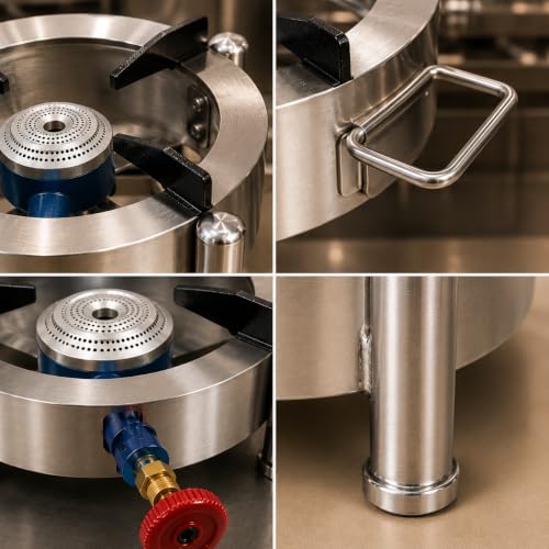 Image of Round Catering Burner Heavy Duty LPG Gas Stove | Stainless Steel, Commercial Cooktop, For Hotel Restaurant Catering Kitchen, CTG-BRNR-RND-10X10X08-N