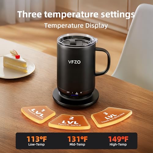 Image of Self Heating Coffee Mug,High-Capacity- 18 oz, 180 Min Battery Life, Smart Heated Coffee Mug,Smart Mug, Simple Temperature Control Operation, Gifts for Family Members (Black)