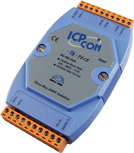 ICP DAS USA I-7513 Industrial 3-Way Isolated RS-485 Hub/Splitter with Din Rail Mount. Extends RS-485 Network up to 4000 feet.