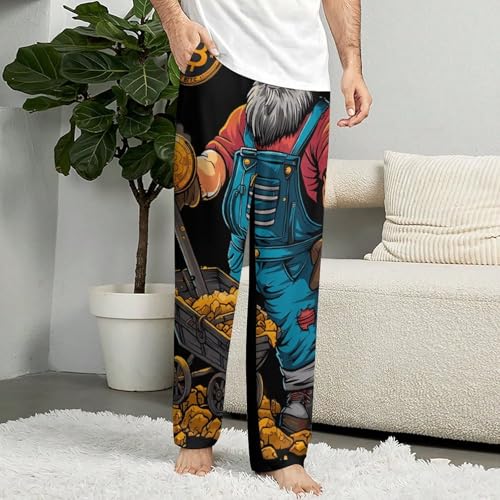 Bitcoin Miner Men's Pajama Pants Lightweight Pjs Bottoms Sleep Lounge Pant with Pocket Drawstring4