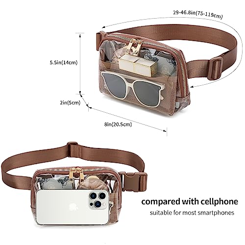 Image of Clear Fanny Pack Stadium Approved Belt Bag, Clear Purse for Stadium Events | Adjustable Strap Water-resistant Waist bag Clear Purse for Travel Workout Running Hiking(Brown)