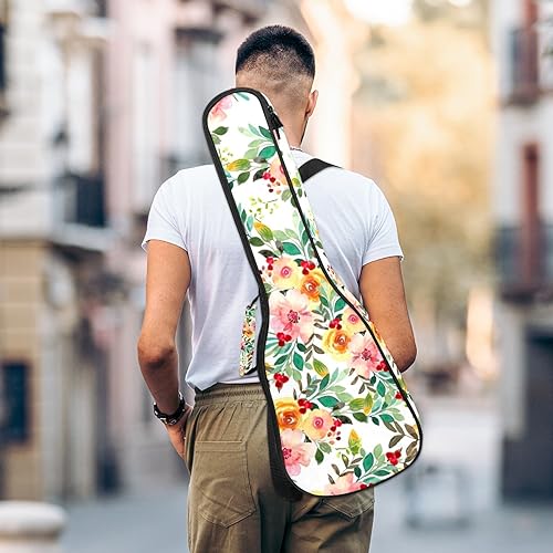 JRHEJTHH Durable Ukulele Bag Water Resistent Ukulele Case with Adjustable Shoulders for 21 23 24 inch Thick Padding Floral Pattern - Les Beatles, Paul McCartney, John Lennon, RIngo Starr, George Harrison JRHEJTHH Durable Ukulele Bag Water Resistent Ukulele Case with Adjustable Shoulders for 21 23 24 inch Thick Padding Floral Pattern – Image 6