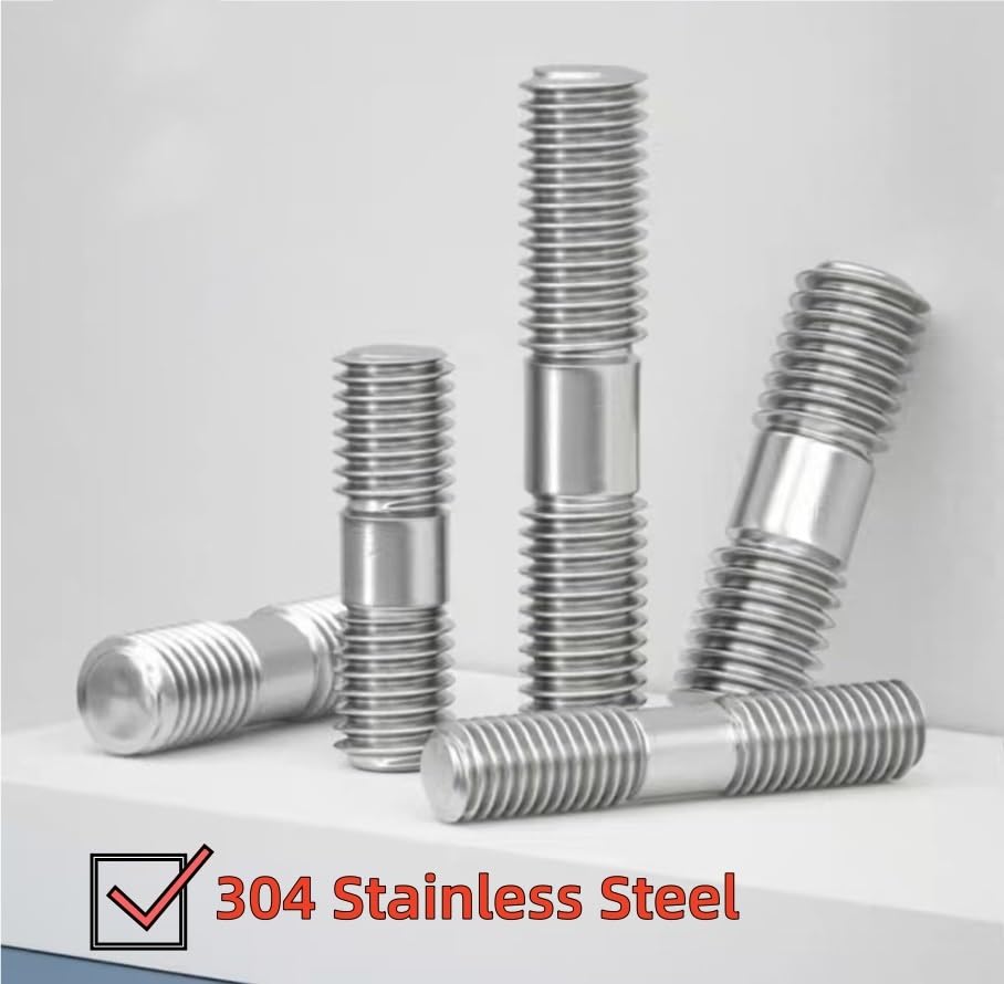5Pcs 304 Stainless Steel Double Head Bolt, Stud, Butt Joint Screw, Two Head Screws GB901, Screw Rod, Tooth Rod M4M5M6 M8(80mm,M6)(M8*30)