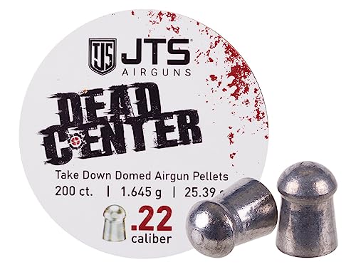 JTS Airguns Dead Center Precision .22 Cal, 25.39 Grain, Domed, 200ct, silver