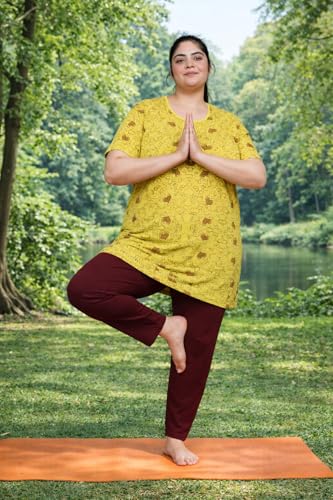 Image of RYSH Women's All-Over Printed Cotton Plus Size Longline T-Shirt with Pockets