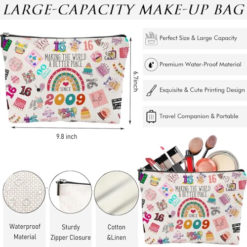 Sweet 16 Birthday Makeup Bag Gifts for Girls, Her, Teenage Girls, Sister, Daughter, Granddaughter, 2009 Funny 16th Year Old Girl Gifts Ideas Birthday Decorations, Cosmetic Travel Pouch4
