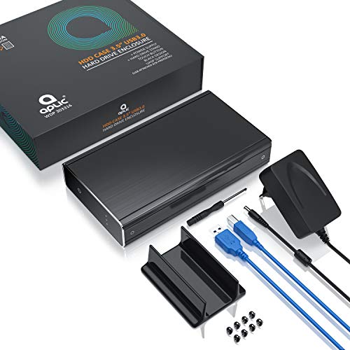 CSL - Case per Hard Disk 3.5 Pollici Esterno USB 3.0 - Custodia in Alluminio- per SSD e HDD - SATA - UASP - Super Speed 5 Gbit s - Plug e Play - Hot-Plug - con Alimentatore Incluso - Nero anodizzato