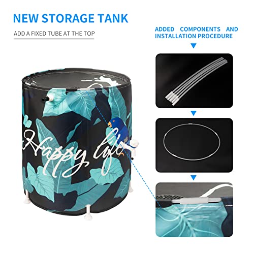 KMJETNIVY Rain Barrel Upgrade Anti-Collapse Collapsible Rainwater Collection System,Portable Water Storage Tank,Garden Water Catcher (Green Mutil, 50) - Thumbnail 5