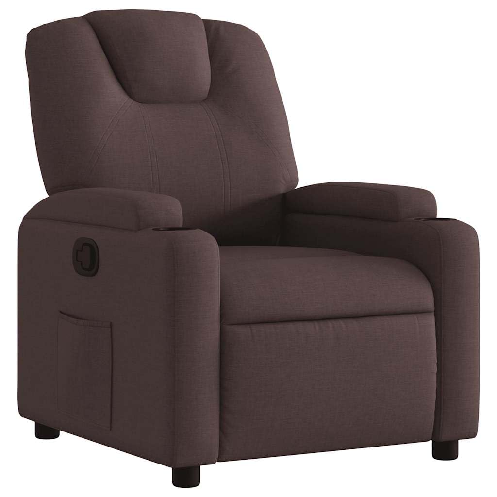 vidaXL Poltrona reclinabile, Sedia Relax con Schienale Seduta con Braccioli Imbottiti Soggiorno, Moderno, Marrone Scuro Tessuto