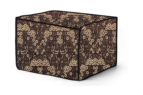 Image of The Furnishing Tree PVC Waterproof Microwave Oven Cover Compatible for Panasonic 23L NN-CT353BFDG Floral Pattern Brown Mustard