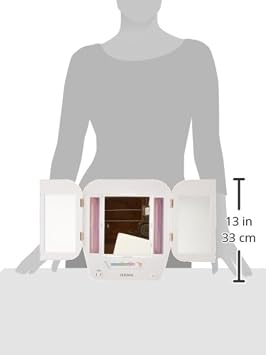 JERDON Tri-Fold Lighted Makeup Mirror with 5X Magnification Vanity Mirror with 4 Light Settings & Built-in Outlet Space-Saving Trifold Design, 22 x 12.5 Open Model JGL10W