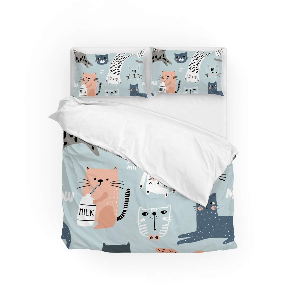 Parure de lit chat king size en microfibre ultra douce, tissu durable infroissable et entretien facile