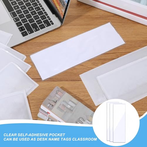 Image of Chinco 30 Pcs Self Adhesive Pockets, Bin Labels for Storage Bins, Clear Pocket Label Sleeves, Plastic Index Card Holder with Top Open for Organizing Bins Box Drawer(13.5 x 4.73 Inch)