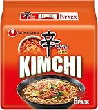 Nong Shim Instantnudeln Kimchi Ramyun – Koreanische Ramen Suppe - schnelle Zubereitung – 1er Multipack - 5 x 120g