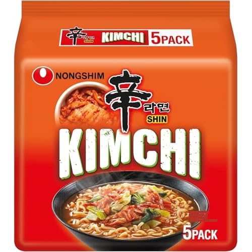 Nong Shim Instantnudeln Kimchi Ramyun – Koreanische Ramen Suppe - schnelle Zubereitung – 1er Multipack - 5 x 120g