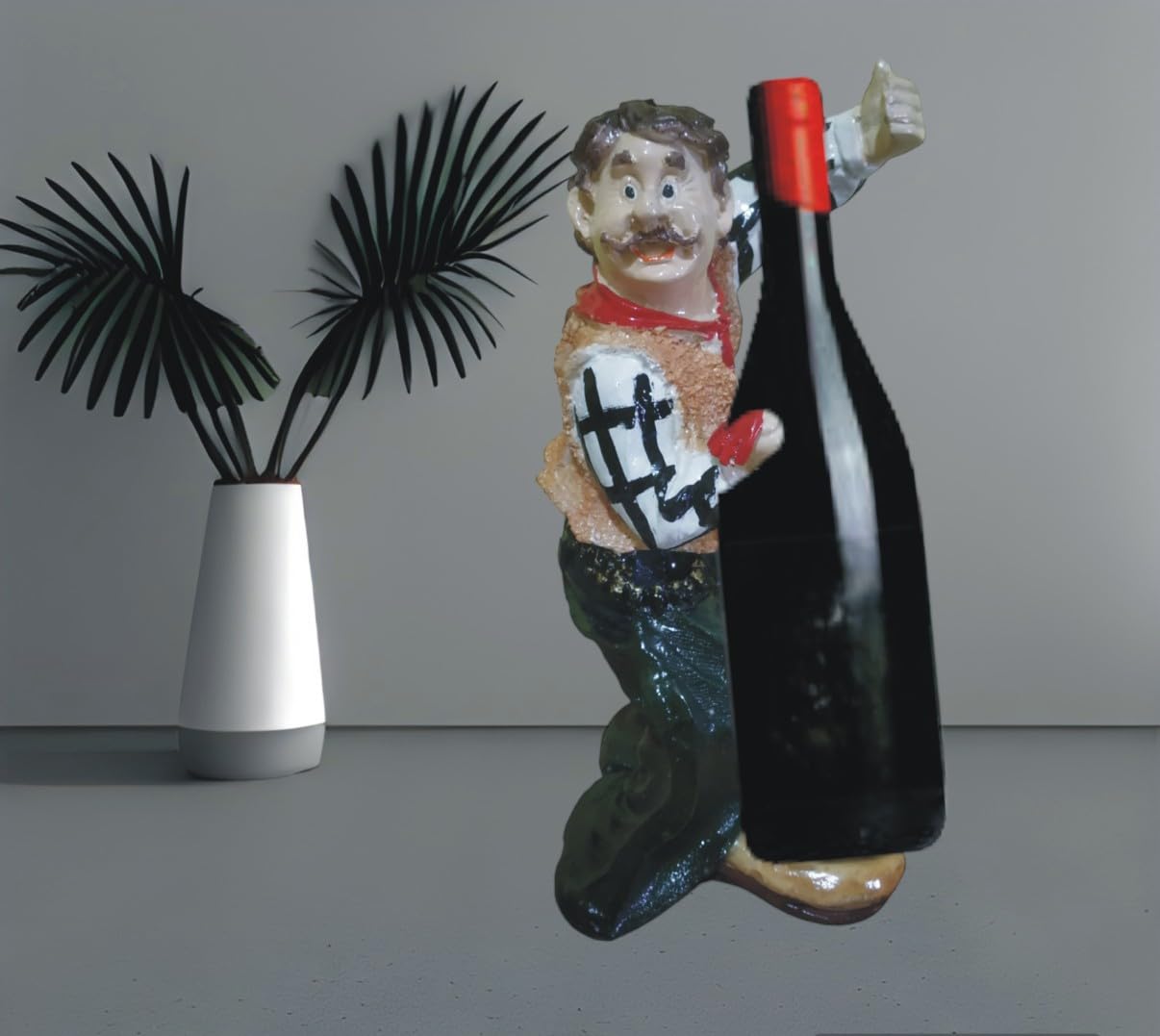 Wine Bottle Holder Stand Rack Statue Showpiece Stylish Human Figurine for Home Hotel Room Restaurant Bar Decor Multicolor Polyresin Pack of 1