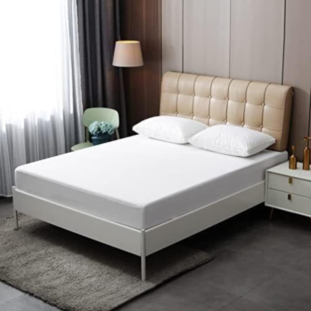 SEM B GRA Terry Cotton Waterproof Mattress Protector Cover with 8 Inch Drop for Bed Breathable and Kids Urine Protection Cover (Single_72x35_8, White)