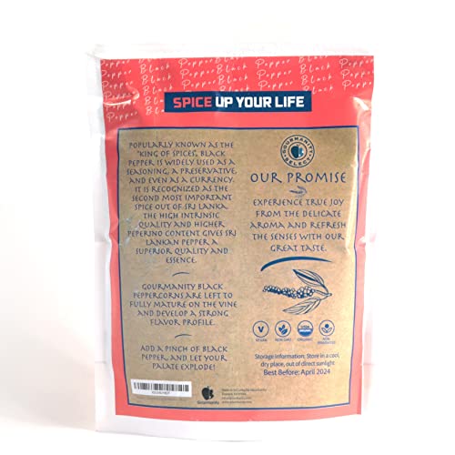 Gourmanity Select Organic Black Peppercorns 1Lb, Ceylon Peppercorns For Grinders, Organic Black Pepper, Whole #TOP1