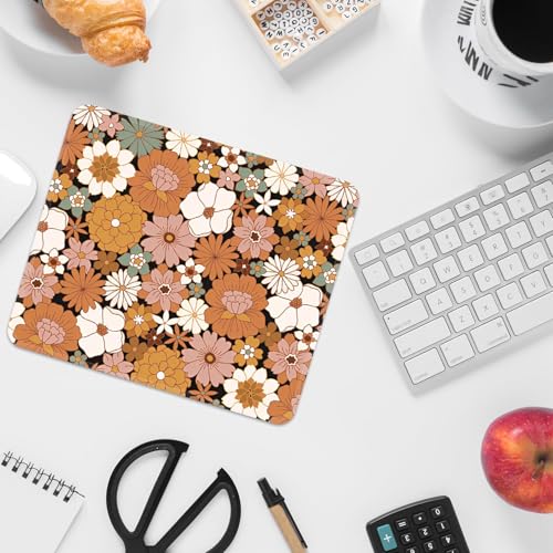 Image of FROGIGO Mouse Pad with Stitched Edges - Cute Floral Mousepad Set for Women, 9.25 x 7.75 inch Washable Desk Pad, Non-Slip Rubber Base, Office Home Laptop Accessories - Autumn Daisy-2 Pack