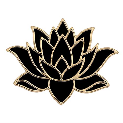 10K Gold Color Cute White Enamel Lotus Pin and Brooch(Black Gold)