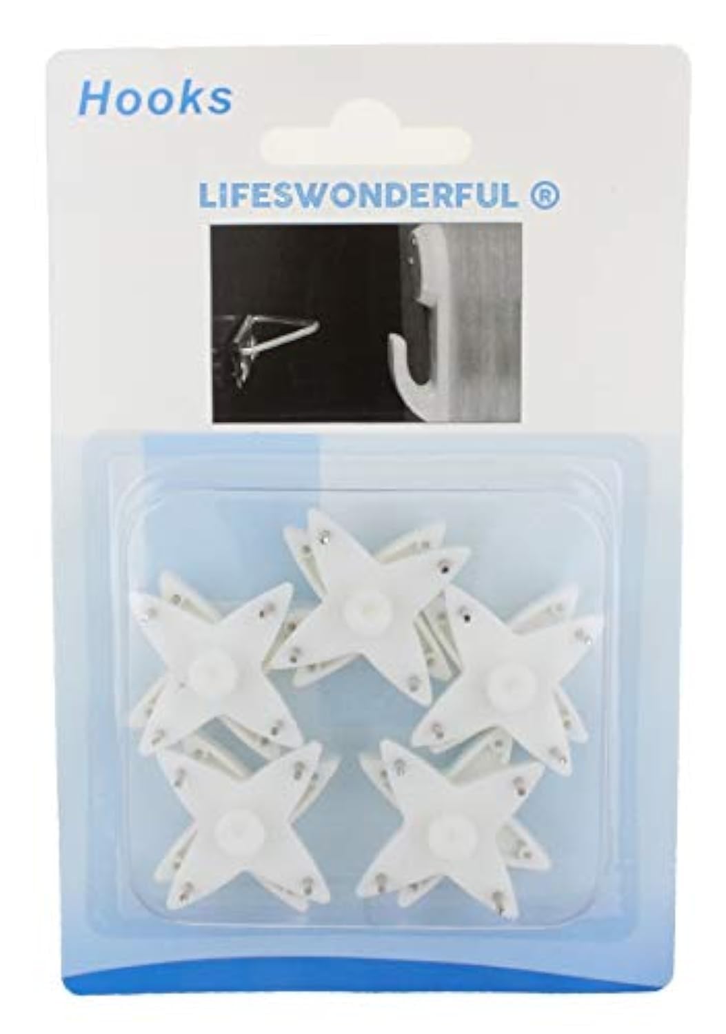 Lifeswonderful Green|Blue|Black|White 10Pcs - White Load-Spreading Picture Hanger Hooks – Ideal For Hanging Frames On Brick, Hollow Cavity, Drywall Or Plasterboard - By