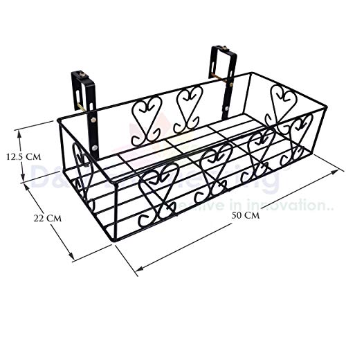 D&V ENGINEERING - Creative in innovation Metal Railings Pot Stand/Flower Plant Display Stand for Multiple Plants Balcony (Adjustable Hanger - Black)