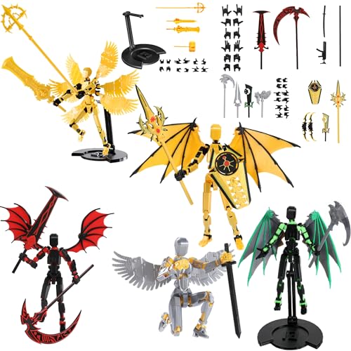 T13 Figure Set & Titan 13 Toys 5 Pack（3d Printed Action Figures Assembly Completed）（Multi-Jointed Movable）（Angel Designs Includes Various...