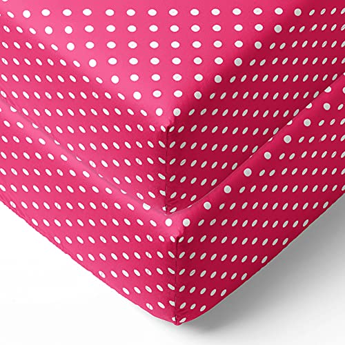 Image of Bacati - 2 Pack Mix and Match Pin Dots Girls 100% Cotton Universal Baby US Standard Crib or Toddler Bed Fitted Sheets (Pin Dots, Fuschia)