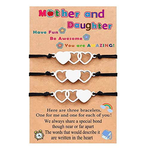 Mother Matching Love Heart Wish Bracelets String Charm Mommy and Me for Mother Wish Card Gift-A2
