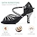 Ballroom Dance Shoes for Women – Salsa Latin Dancing Shoes, Professional 3 Inch Ladies Satin Rhinestone Dance Heels, 3＂Mid Heel Suede Sole Black Size 7.5
