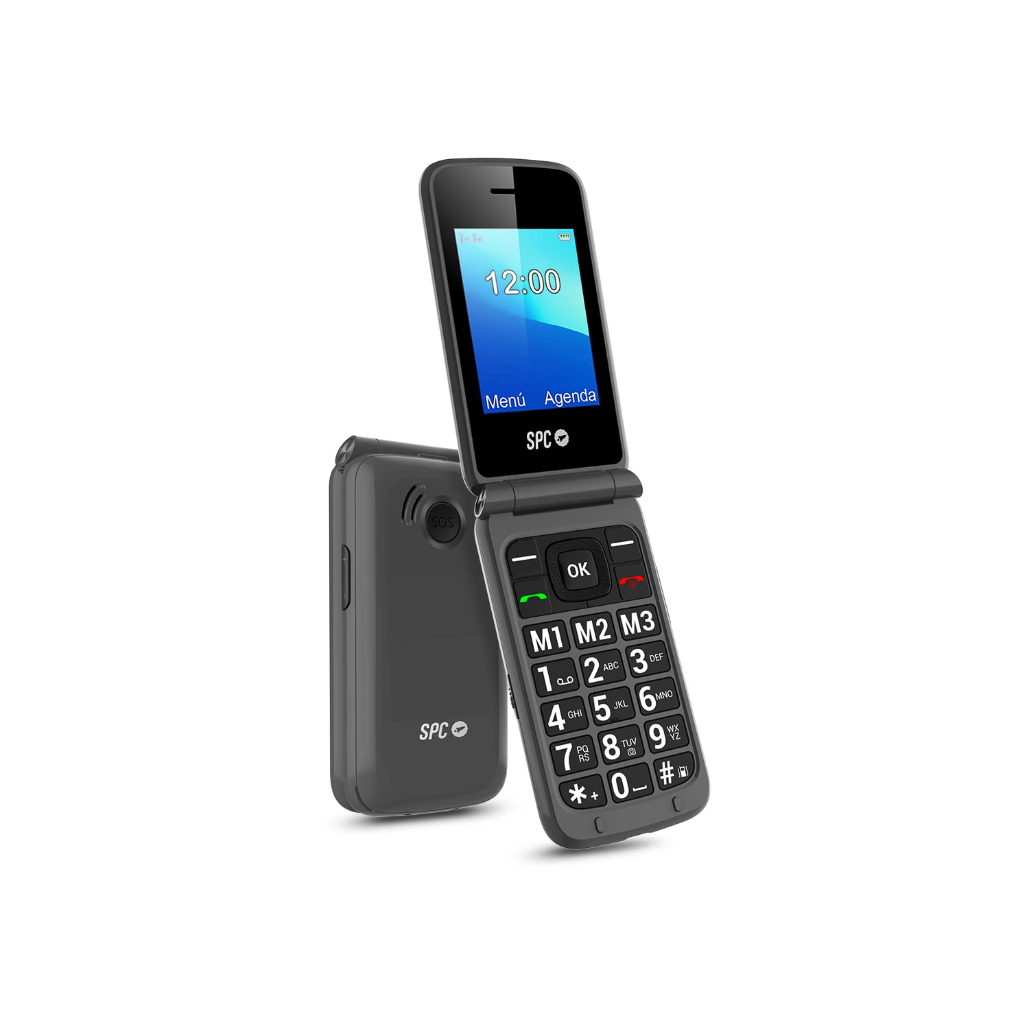 Volfen Nexo Flip MAX mobiele telefoon voor senioren, grote toetsen en knoppen, eenvoudig te bedienen, USB-C, 3 direct geheugen, laadstation, zwart