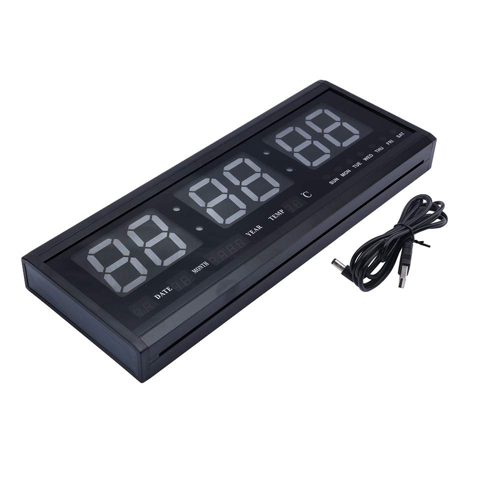 Orologio con Calendario a LED, Orologio da Parete con LED Temperatura Data, LED Wall Clock per Ufficio, Salotto o Cucina