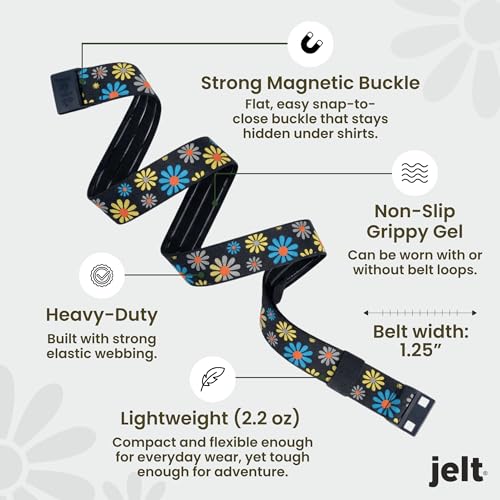 Image of JeltX Adjustable Elastic Belts for Men and Women, Non-Slip Stretch Belt with Magnetic Belt Buckle and Grippy Gel