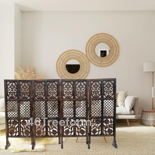 Image of Wooden Room Partition /Screen /Room Divider /Room Separator for Livng Room Bedroom Home Office Restarurant Hallway 20Inches Wide (4 Panel 4 Feet with Stands)
