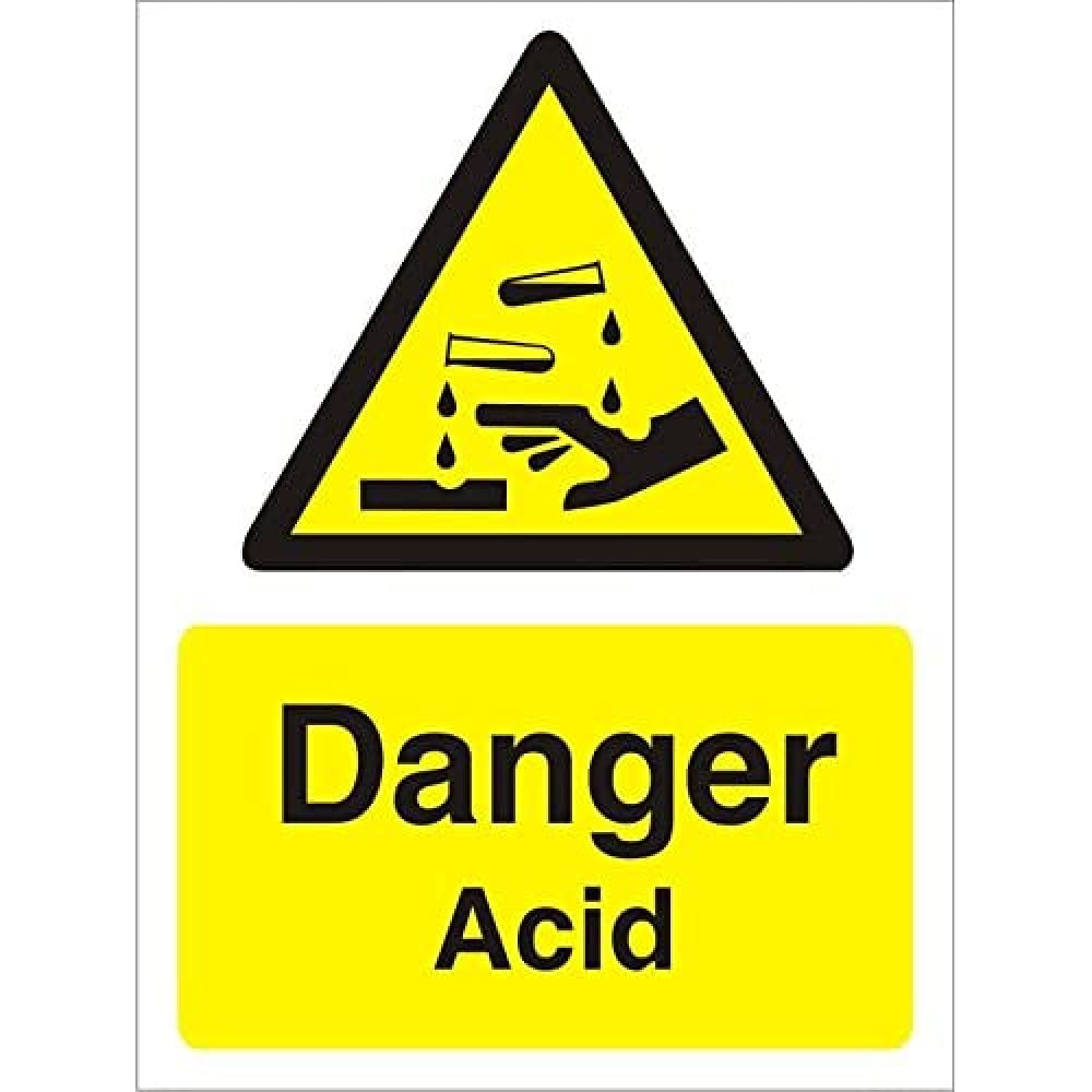 Seco Danger Acid Sign, 150mm x 200mm - 1mm Semi Rigid Plastic