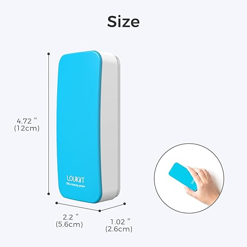 Miniatura 4 de loukin Paquete de 2 borradores magnéticos de borrado en seco, borrador de pizarra blanca, removedor de pizarra de vidrio, 2 limpiadores de pizarra