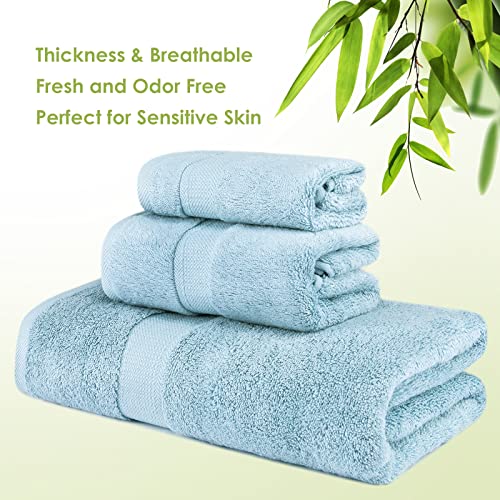 Canfoison Bamboo Bathroom Towel Set For Face And Body, Aqua Luxury Towel Set For Adult Students Kids Baby, Super Soft Highly Absorbent Towel Set For Bathroom 3 Pc #TOP1