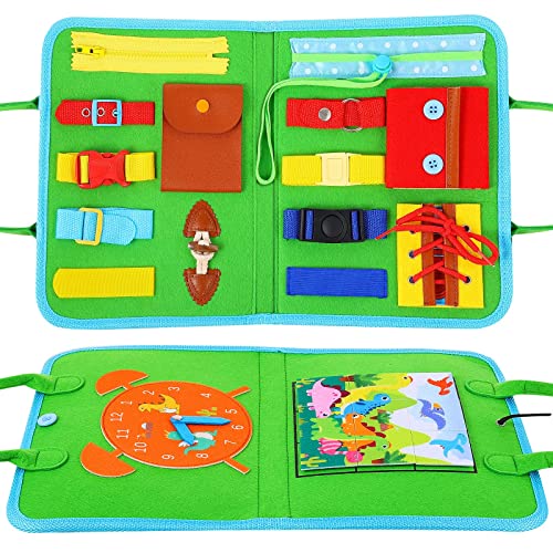 Toddler Toys Busy Board Montessori Toys for 1 2 3 4 5 Year Old Sensory Preschool Activities Learning Toys for Toddlers 1-3 2-4 Educational Travel Toys for Kids Boys Girls (Green)