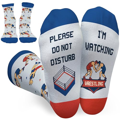 FOURSTUFF Wrestling Socks - Wrestling Gifts for Boys Girls Sports Lovers Sports Fans Kids Teens - Gifts for Wrestlers - Funny Wrestler Socks